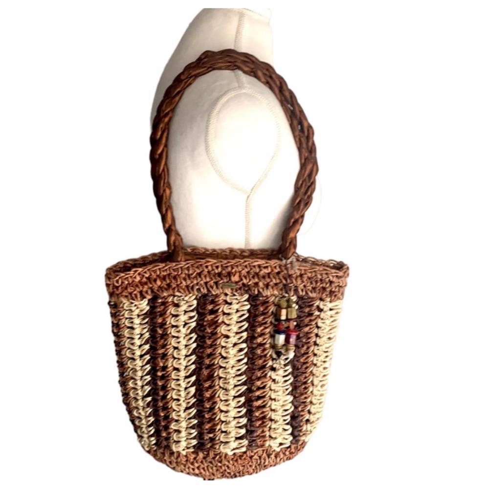 Sun ‘N’ Sand Multi Neutral Toned Natural Flexible Woven Tote Shoulder Bag NWT